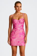Cami Floral Print Allover Slim-Fit Party Mini Dresses-Pink [Pre Order]