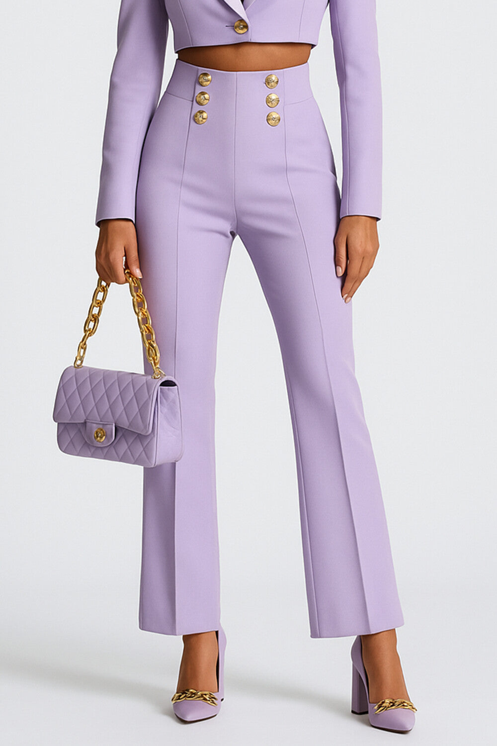 Peak Lapel Collar One Button Crop Blazer Jacket-Lavender [Pre Order]
