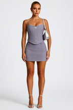 Zip-Up Cami Corset Top Bodycon Mini Skirt Semi-Formal 2pcs Set [Pre Order]