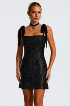 Foil Polka Dot Ribbon Strap A-Line Formal Cocktail Mini Dresses [Pre Order]