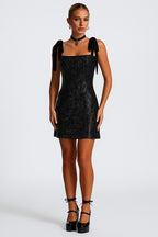 Foil Polka Dot Ribbon Strap A-Line Formal Cocktail Mini Dresses [Pre Order]
