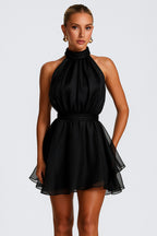 Halter Neck Layered Mesh A-Line Formal Cocktail Mini Dresses [Pre Order]