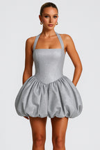 Halter Neck Basque Waist Glitter Party Mini Bubble Dresses [Pre Order]