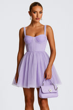 Straps Corset Layered Mesh Hem Formal Cocktail Mini Dresses [Pre Order]