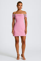 Bow Decor Off Shoulder Slim Fit Cocktail Party Mini Dresses [Pre Order]