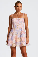 Crochet Flower Decor Tie Up A-Line Prom Party Mini Dresses [Pre Order]