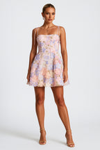 Crochet Flower Decor Tie Up A-Line Prom Party Mini Dresses [Pre Order]