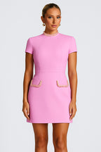 Metal Chain Decor Short Sleeve Cocktail Party Mini Dresses [Pre Order]
