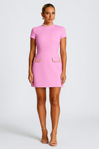 Metal Chain Decor Short Sleeve Cocktail Party Mini Dresses [Pre Order]