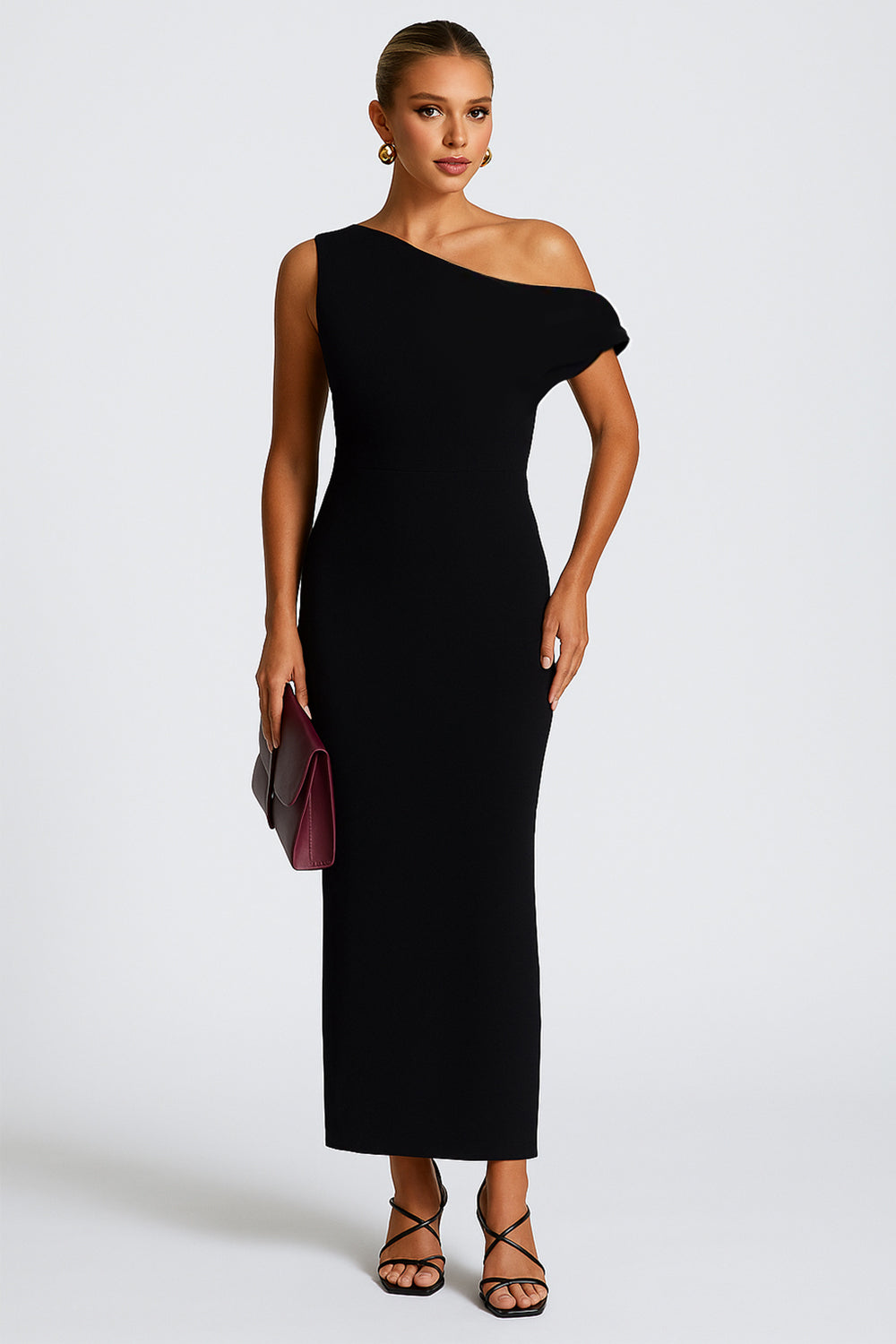 One Shoulder Solid Color Asymmetric Formal Party Maxi Dresses [Pre Order]