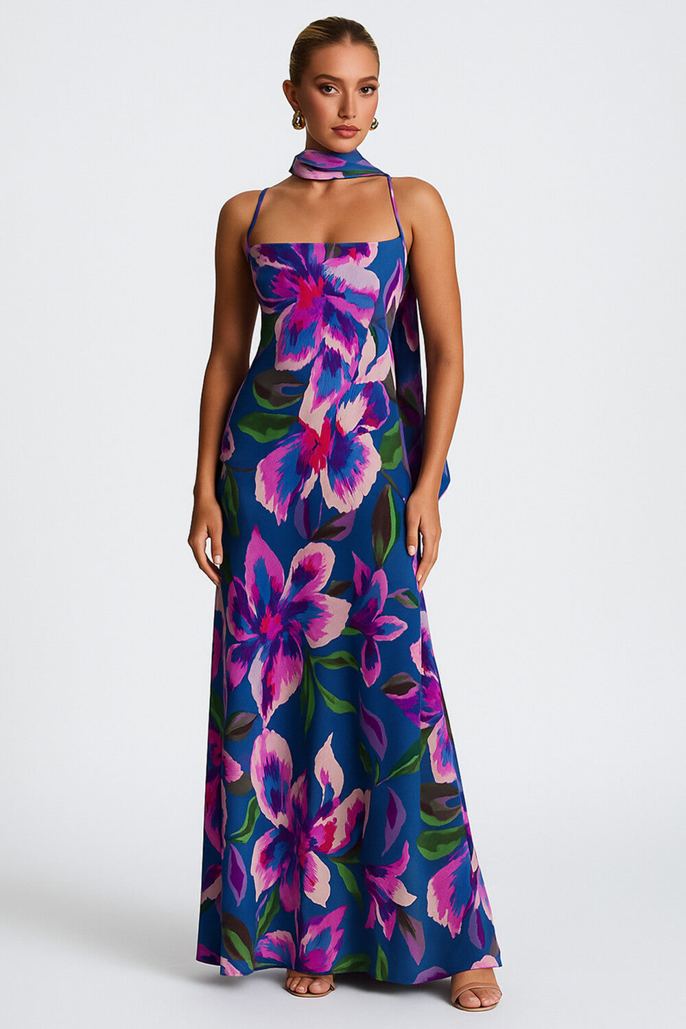 Floral Print Spaghetti Strap Beach Wedding Guest Maxi Dresses [Pre Order]
