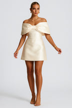 Bow Off Shoulder Solid Color A-Line Cocktail Party Mini Dresses [Pre Order]