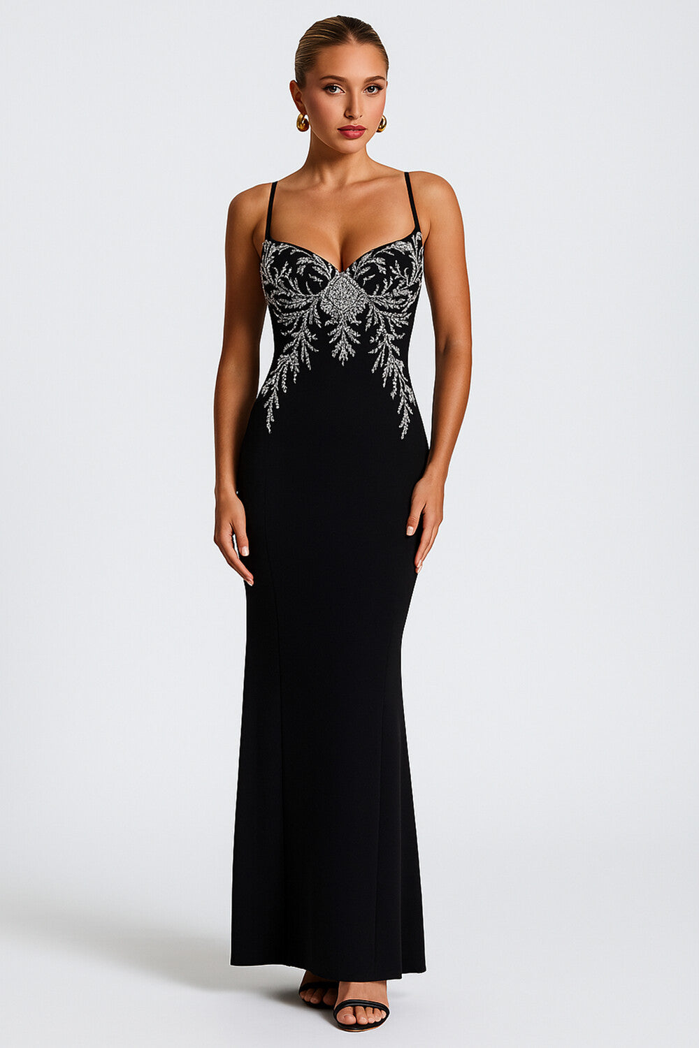 Embroidery Spaghetti Strap Evening Wedding Guest Maxi Dresses [Pre Order]