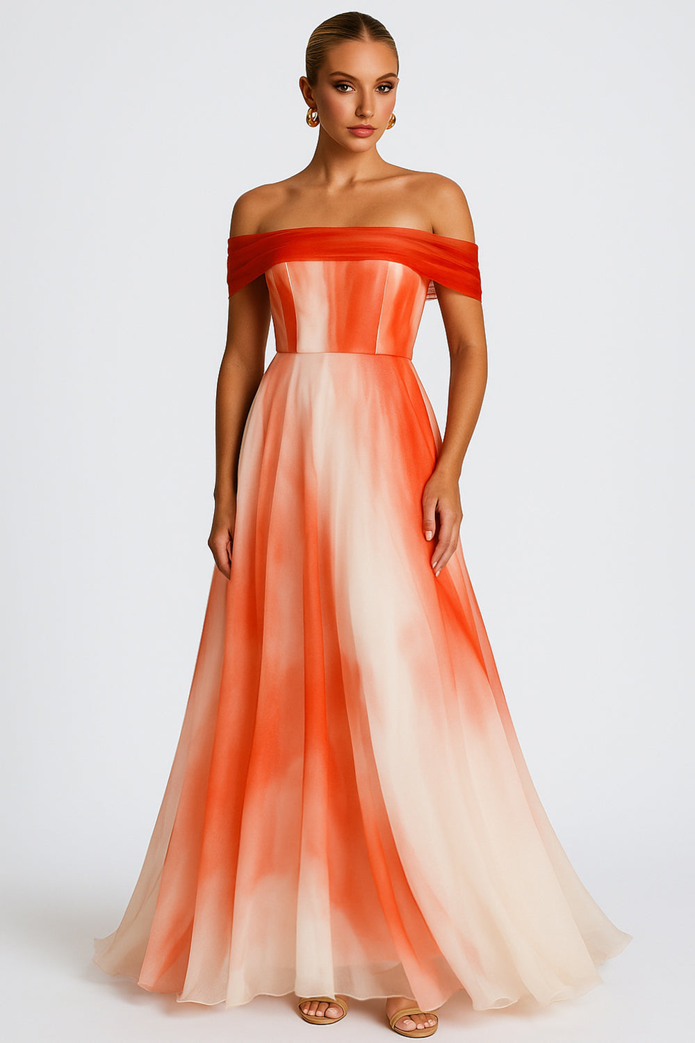 Off Shoulder Colorblock Wedding Guest A-Line Maxi Dresses [Pre Order]