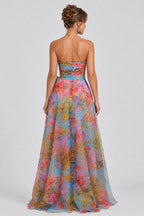 Strapless Sweetheart Neck 3D Flower Maxi Dresses-Multicolor [Pre Order]