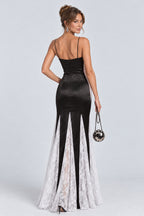 Satin Spaghetti Strap Lace Mermaid Maxi Dresses-Multicolor [Pre Order]