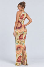 Floral Print Cutout Back Slit Mermaid Maxi Dresses-Multicolor [Pre Order]
